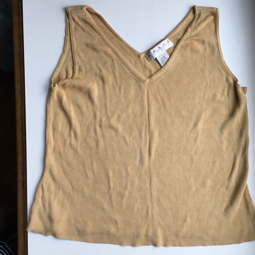 Rare Vintage 100% Silk Gold Grace Knitwear Tank